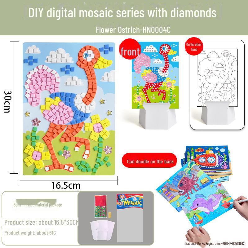 Dziecięca mozaika diamentowa DIY, zestaw naklejek EVA - Ręcznie robiona zabawka edukacyjna