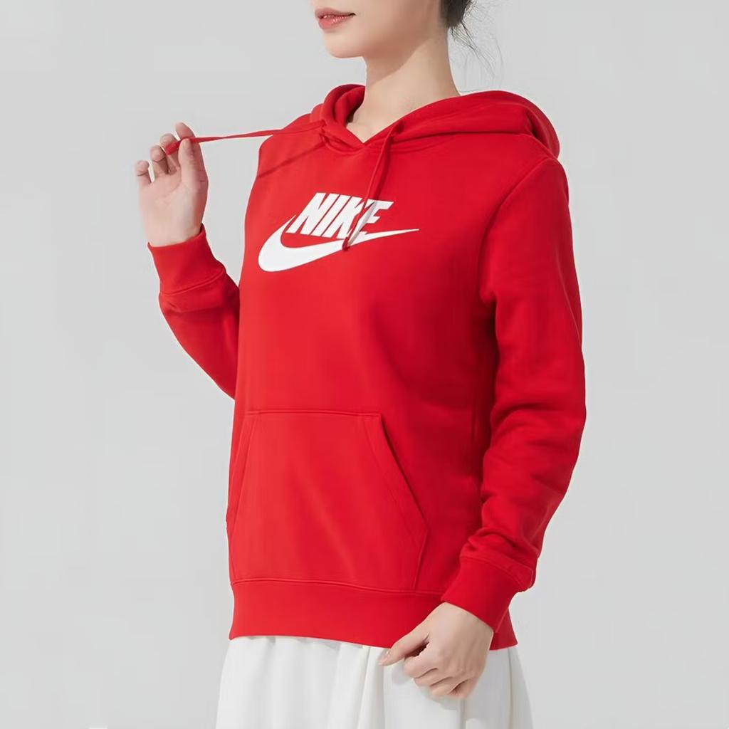 Nike Letter Design Casual Hoodie Long Sleeve Sweatshirt Women hoodies Red DQ5776-657