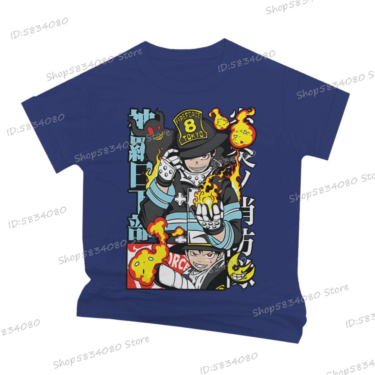 Огненная сила Принт Унисекс Модная Повседневная Футболка Унисекс Уличный Графический Аниме Футболка Огненная сила Классические Винтажные Футболки Аниме Одежда S