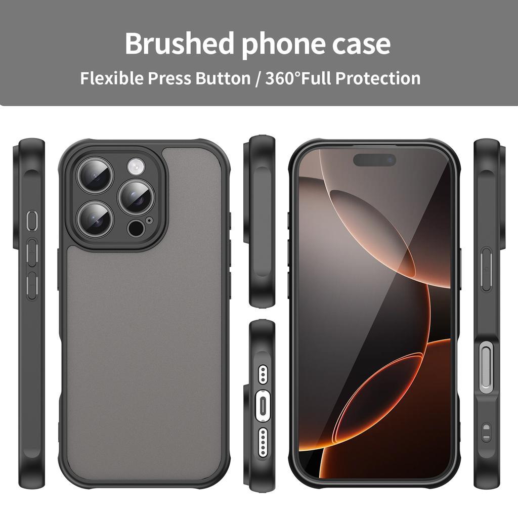 For iPhone 16 Pro Case with Screen Film WANLONFENG FD Series Skin Touch TPU PC Phone Back Cover