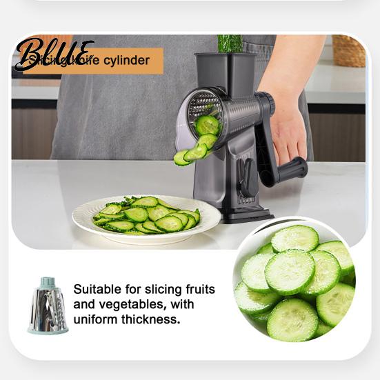Kitchen Slicer Handheld Roller Vegetable Shredder Stainless Steel Blades Safe Food Processor Multi-Function Gadget for Julienne Cutting BPA-free Tool