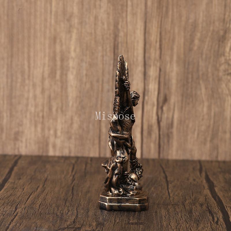 High 13CM Classical Bronze St. Milecas Angel Statue Decoration Resin Crafts