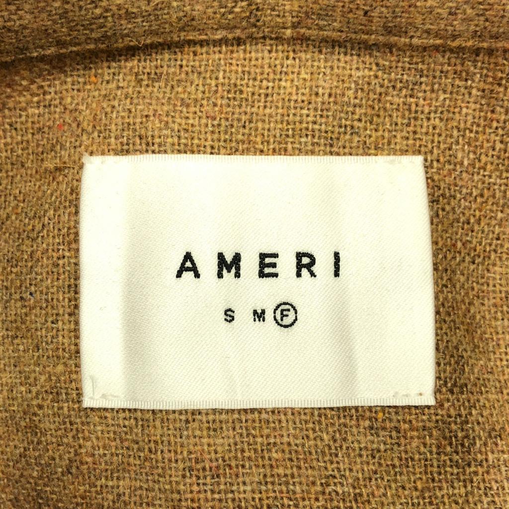 AMERI UNDRESSED Long Sleeve Wool Blend Long Shirt Dress F Brown Women Used