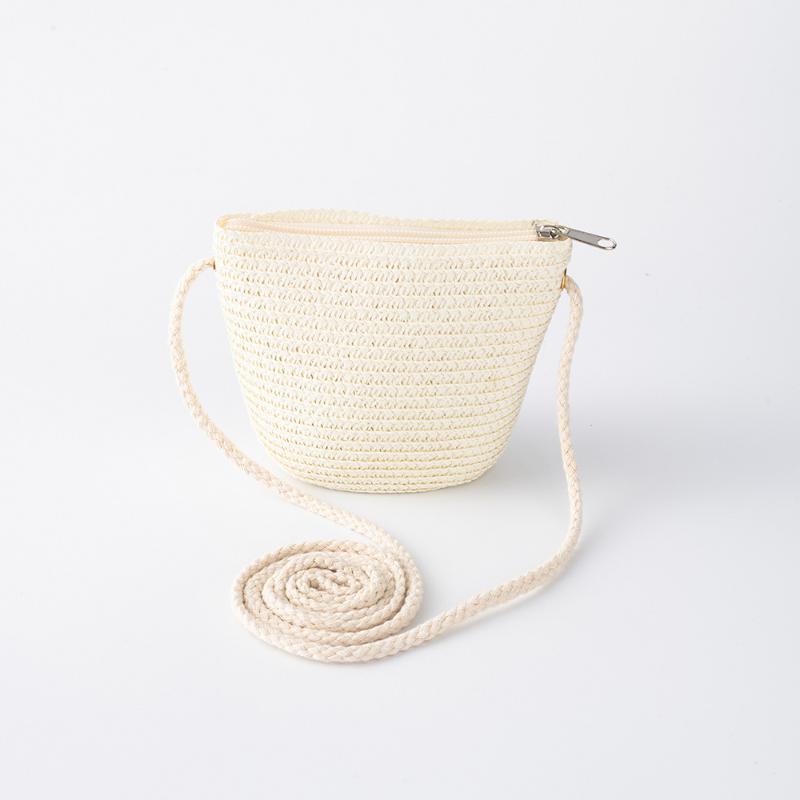 Handmade Woven Girl Flower Straw Bag Coin Purse Zipper Kid Messenger Bags Photo Props Storage Basket Crossbody Handbag