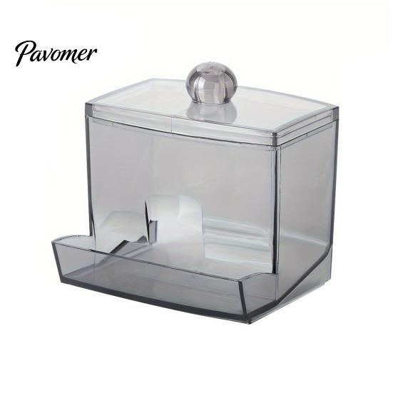 Jewelry Storage Box with Bamboo Lid Dustproof Moisture Resistant Clear Transparent Acrylic Case Container Cotton Swabs Dental Floss Organizer