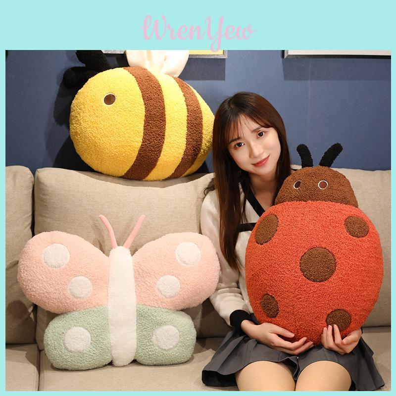 Plush Insect Cushion Featuring Adorable Bee Butterfly And Ladybug Designs For Home Decor
