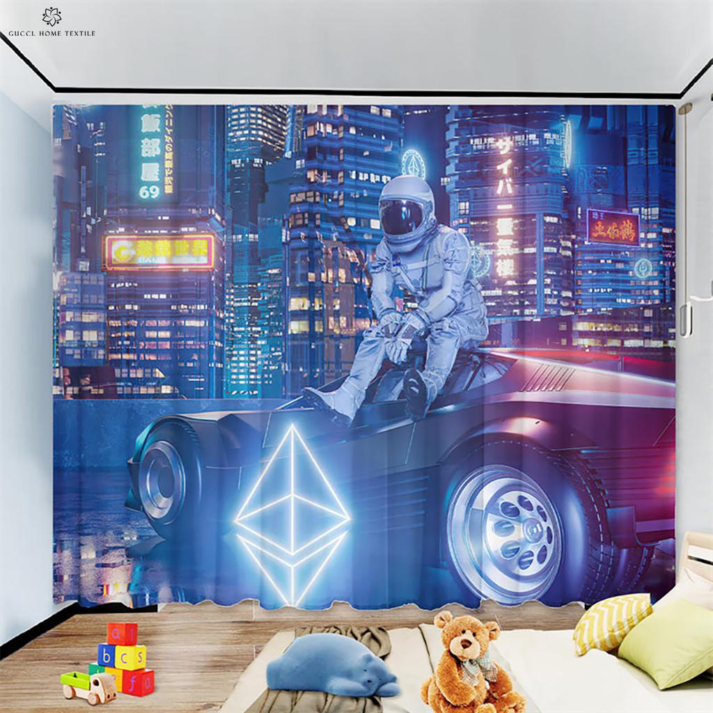 Cartoon Blackout Curtain for Children's Room, Heat Insulation, Living Room, Study, Balcony, 2Pcs, High Quality