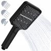 3-function Rectangular Black Shower Head Anti-calc Easy Clean