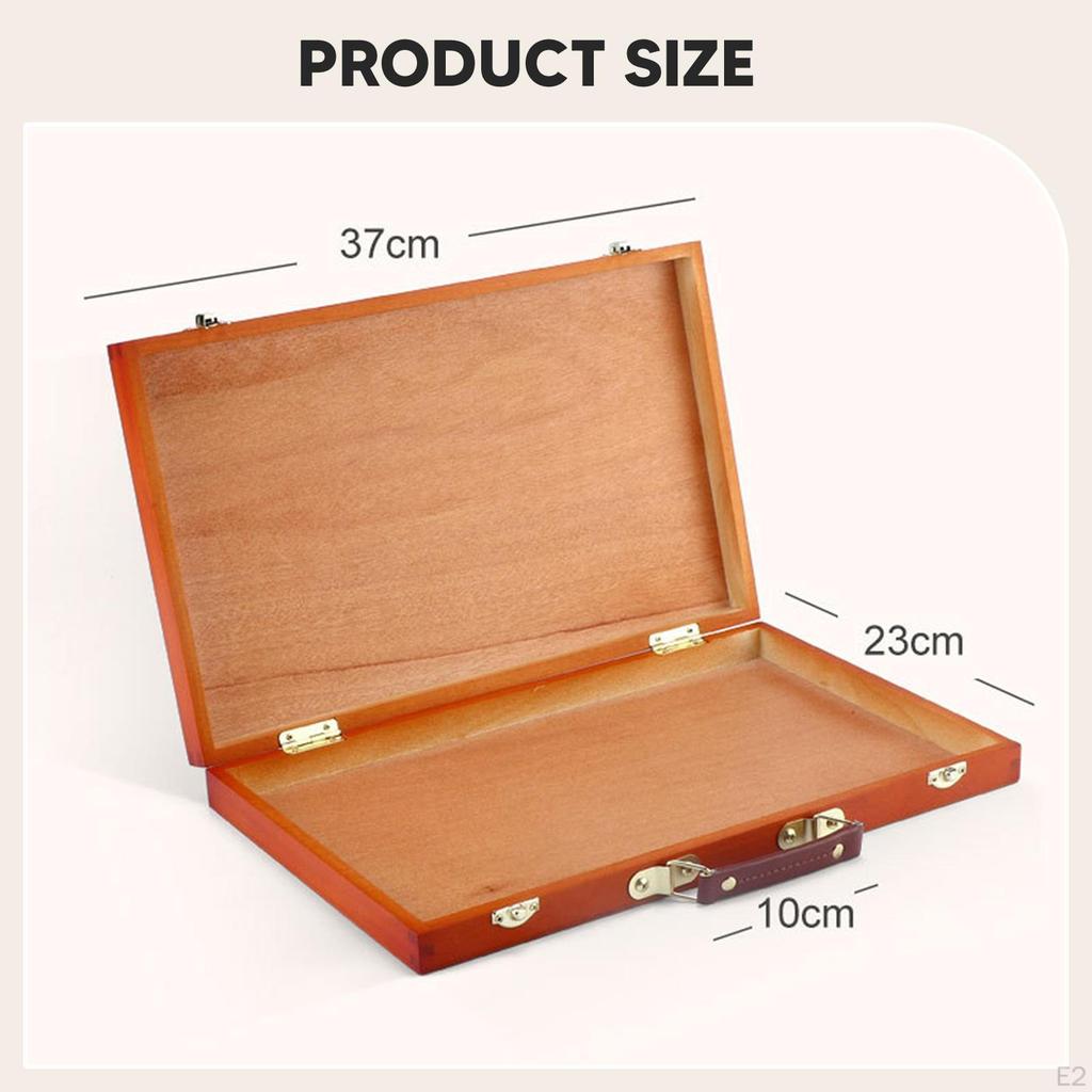 Wooden Painting Box Artist Tool Storage Rectangle 14.57x9.06inch Practical Adults Portable