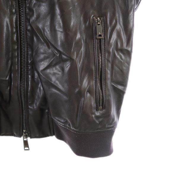 Armani Jeans Faux Fur Lining Zip Jacket 48 Black Series Logo Men's Used