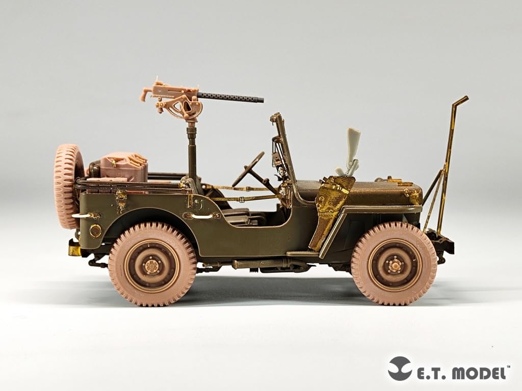 Eaty Modell WW2 Amerikanischer Jeep Willys MB Tonnenlaster Gewicht verformbarer Reifen Plastikmodellteile 1/35 1/4 4×4 (für Tamiya) P35-156 (Kampffahrzeug)