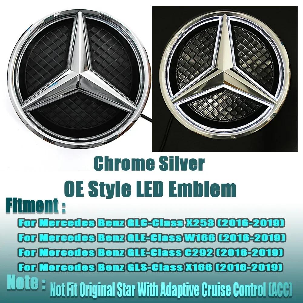 Autoaufkleber Für Mercedes Benz Silberner Rand Neuestes 3D-Stil Emblem Für Mercedes Benz GLC X253 GLE W166 C292 GLS X166 OE-Stil Em