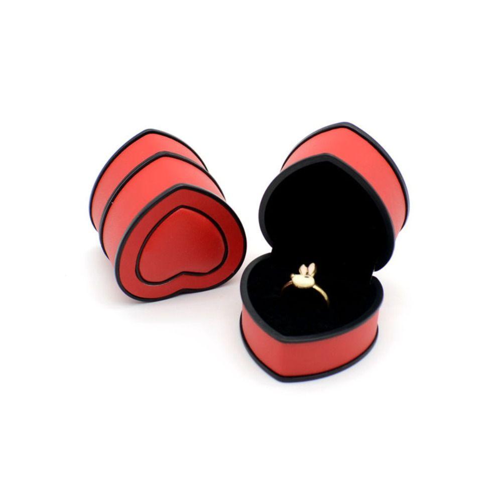 Solid-color Surface Jewelry Box Heart-shaped PU Leather Box Gift Packaging Box  Holiday Presents