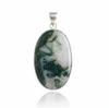 Moss Agate Cabochon Pendant, 925 Solid Sterling Silver, Simple Necklace Pendant, Minimalist Jewelry for Women