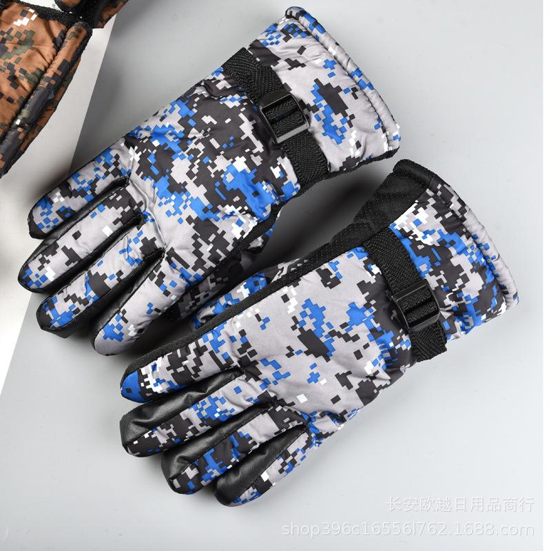Fingers Thickened Fleece Warm Camouflage Gloves Outdoor Riding Driving Motorcycle Cold Protection Men's Winter Cotton Gloves