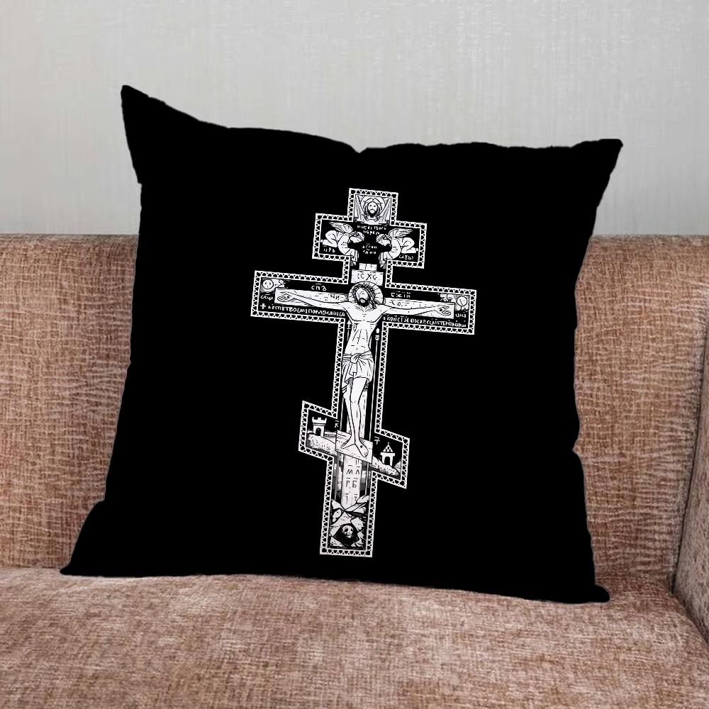 Orthodox Cross Icon Pillow Case For Home Bedroom Car Office Decoration Living Room Sofa Cushion Cover Suitable