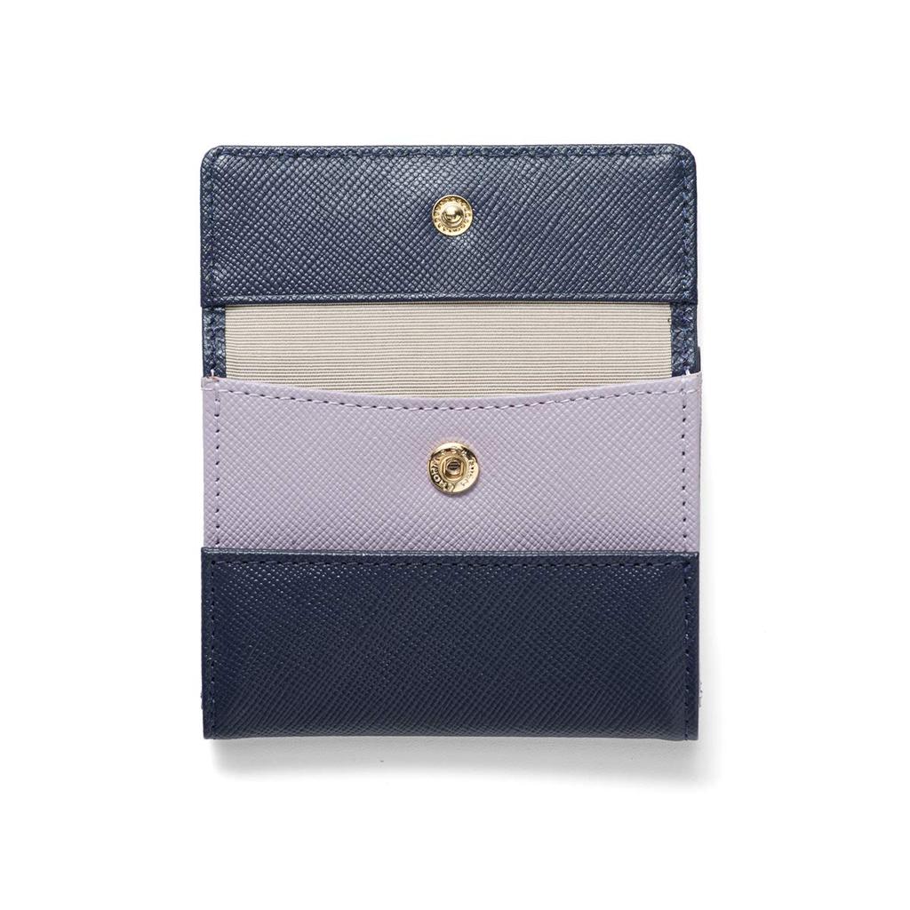 Pouzdro na mince Coral mini peněženka malá peněženka peněženka, která se neskládá peněženka na bankovky pravá kůže prism kůže tmavě modrá x růžová (Corare) dámský trojdílný