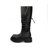 Early Autumn Long Boots Small High Heel Retro Black Knight High Boots Women's Autumn and Winter Stacking Boots 2025 New