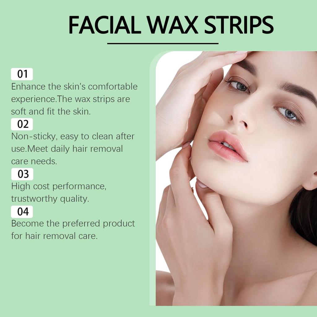 EELHOE Gentle Facial Hair Removal Wax Strips - No Residue, Portable & Easy for Daily Use