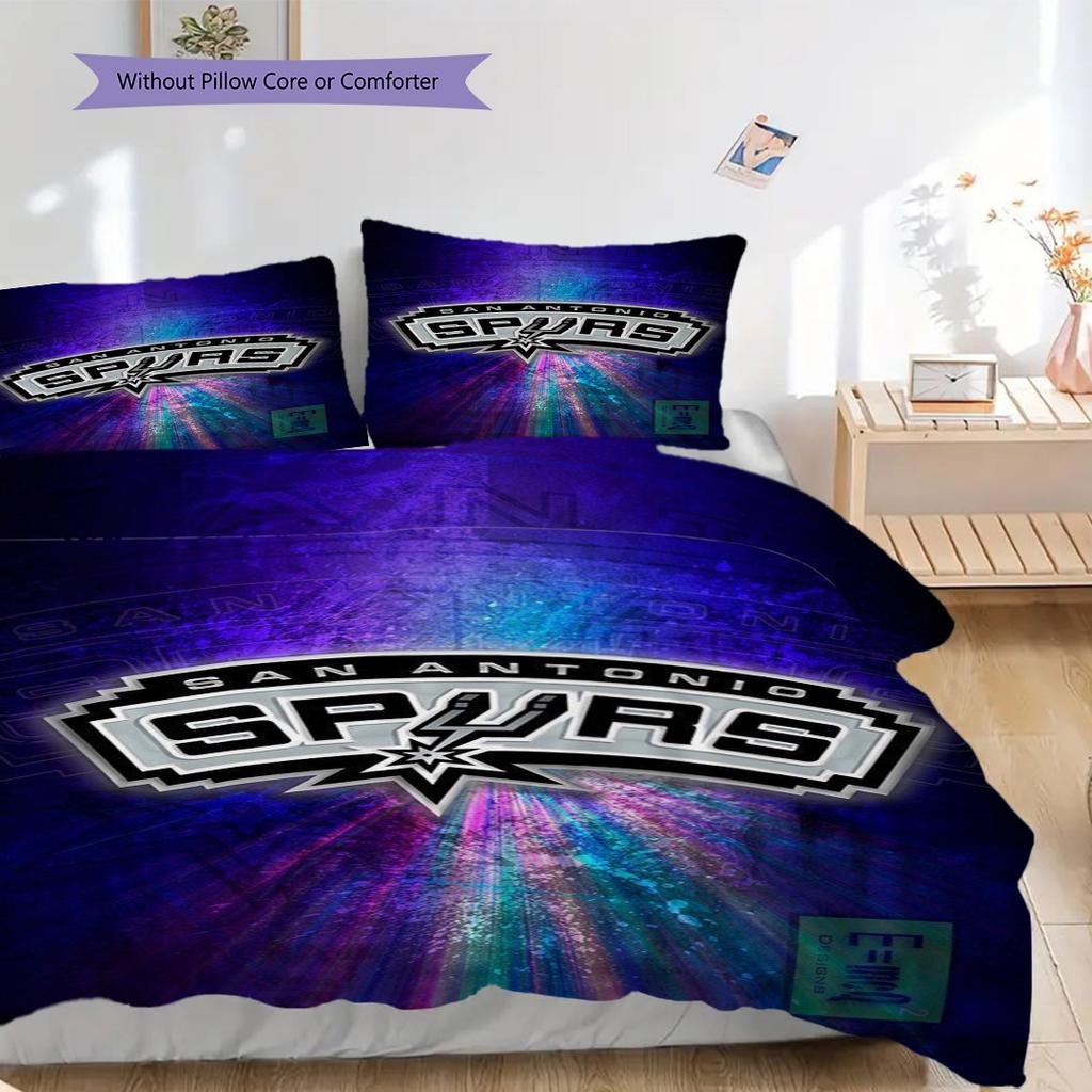 Biancheria da letto vibrante con eredità cestistica San Antonio Spurs(1 * copripiumino + 2 * federa, senza nucleo)Set di Biancheria da letto morbido e confortevole