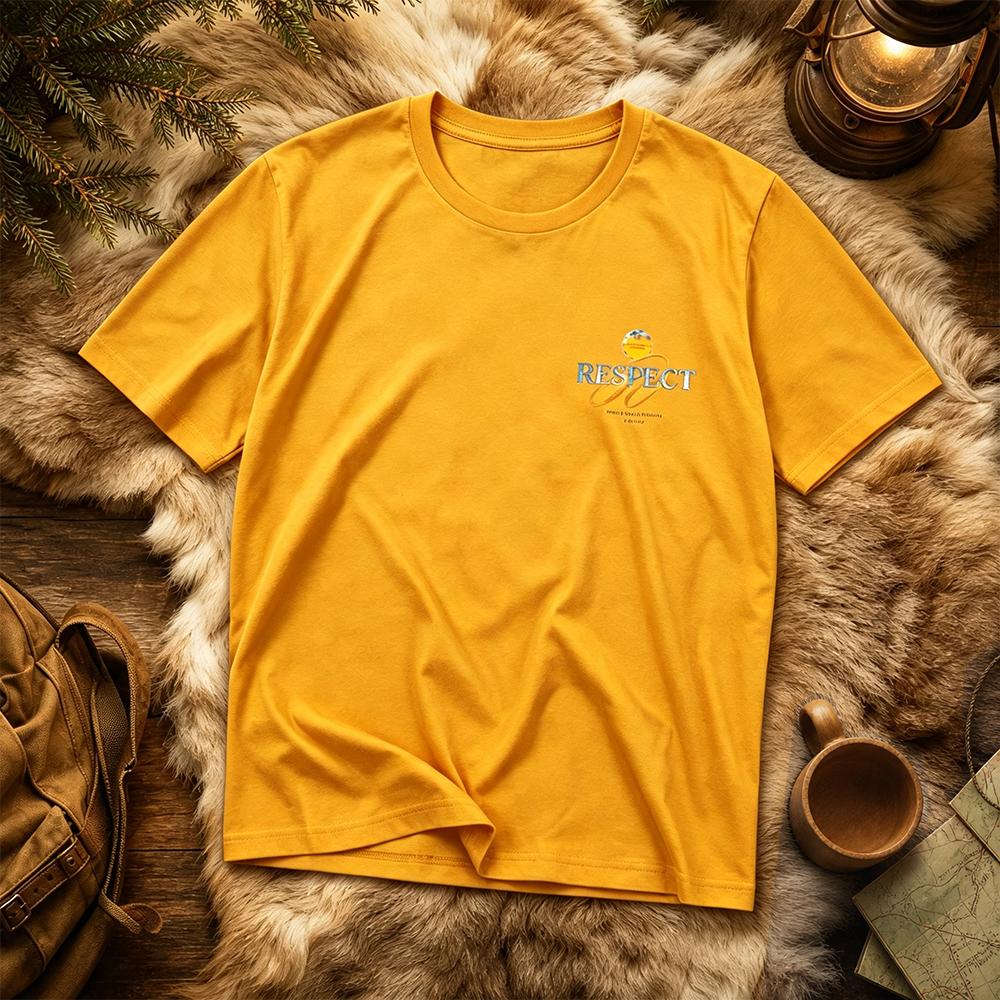 Uk Summer Bank Holiday Outdoor Parentchild Matching Respect Nature Print Tshirt Short Sleeve Breathable Tee For Hiking Camping