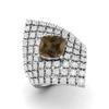 3.74 Ctw Cushion Smoky Quartz 925 Sterling Silver Cocktail Long Finger Women Wedding Ring
