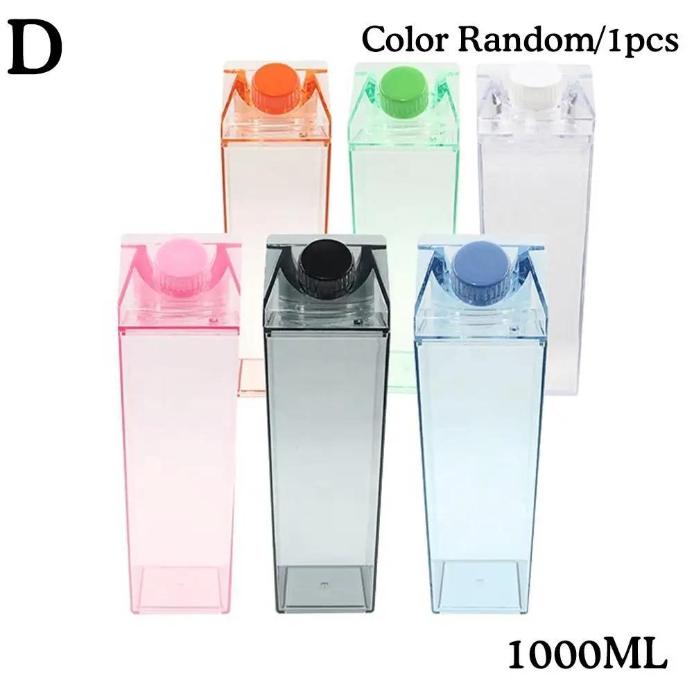 1000ml500ml Bouteille d'eau en carton de lait Plastique transparent Portable Boîte transparente Pour Bouteilles de thé au lait, de jus Tasse à boire Bouteilles R2V1