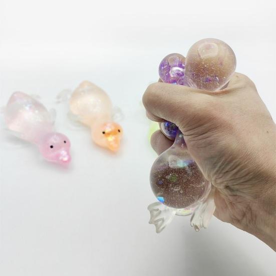 Klarer Glitzer-Quietscheente Mini Liegende Ente Angstlinderndes Sensorisches Spielzeug Langsam Aufgehendes Stressball Tierform Spielzeug