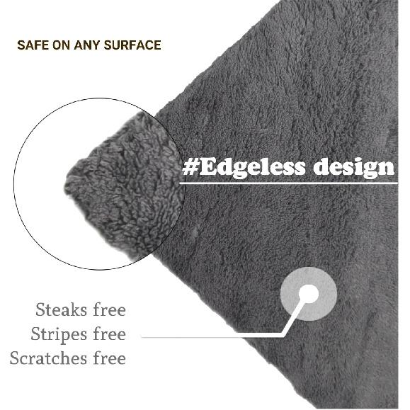 Edgeless Microfiber Towels For Cars, Super Soft Car Drying Towel, Microfiber Cleaning Cloth, 550GSM Premium Water Absorbtion Polishing Detailing