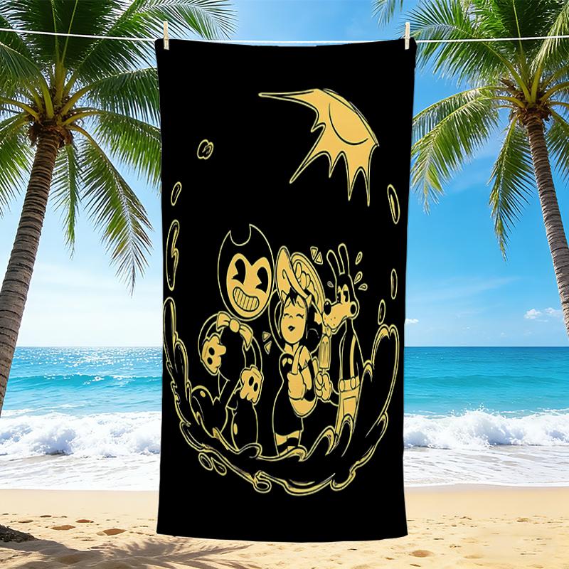 1Pc Bendy Friends Adventure Beach Towel, Quick Dry, Multi-Use for Beach Pool Gym Yoga Home Travel, Christmas, Halloween, Xmas Gift M929385