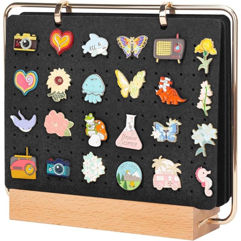 Pin Collection Storage Calendar Badge Earring Display Organiser 6 Pages Large Capacity Brooch Holder for Household Use