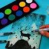 12pcs Flat Head Solid Pigment Water Pen Water Storage Watercolor Pen Set  Planner Decoration