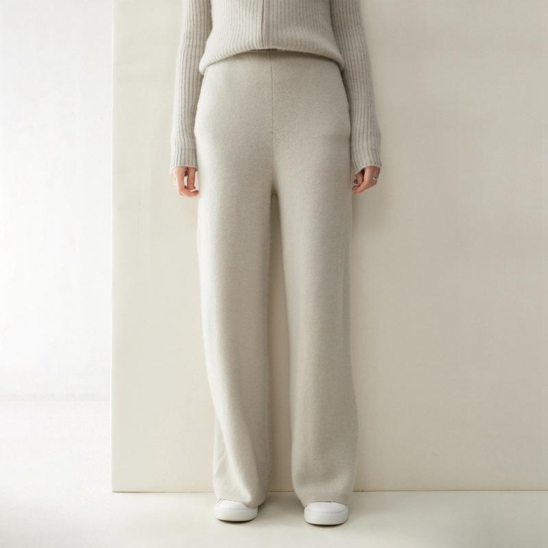 Luxury Soft Cashmere Wide-Leg Knit Pants for Women