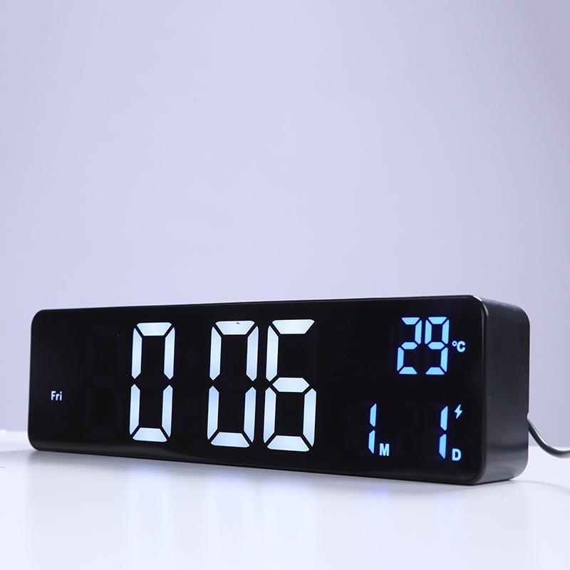 Rechargeable LED Digital Alarm Clock with Temperature Display and Snooze Function - Wall or Bedside Use.