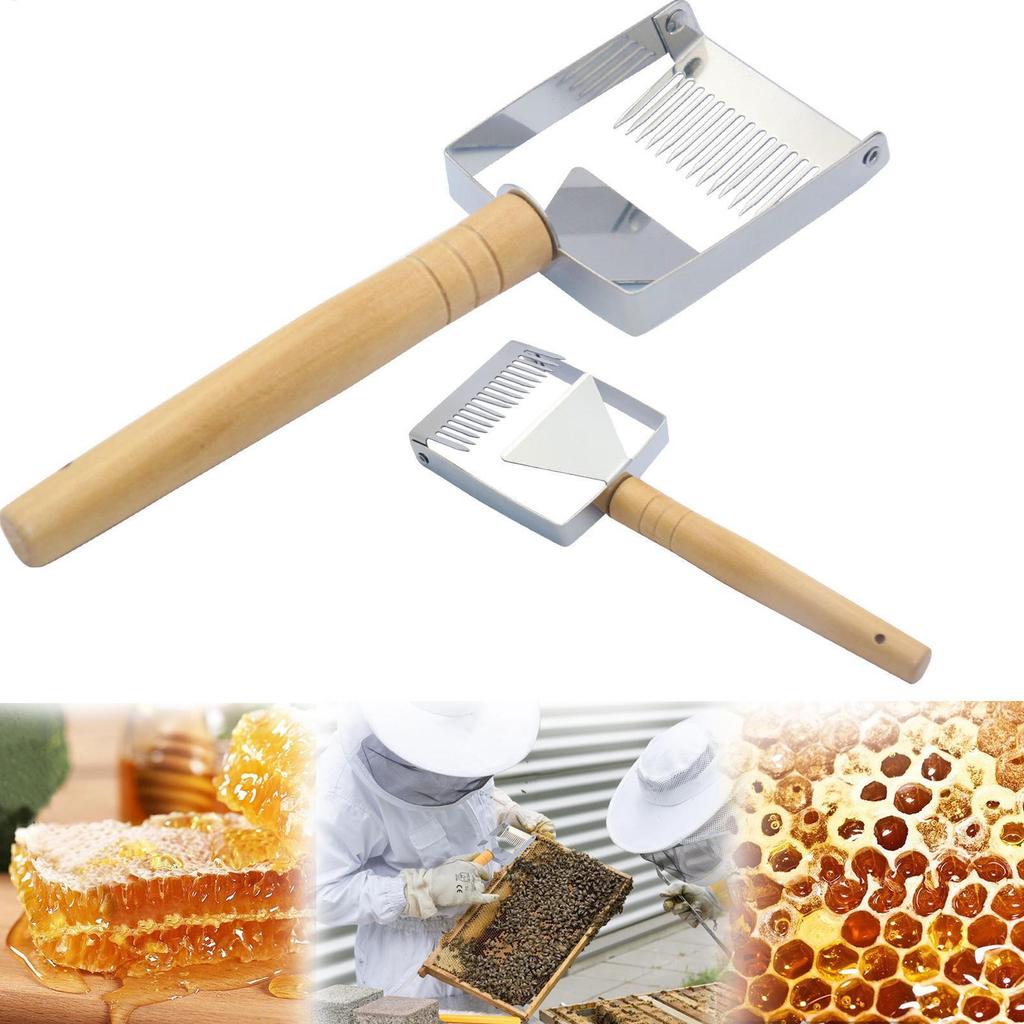 Uncapping Fork For Beekeeping Wooden Handle Stainless Steel Adjustable Multifunctional Beekeeping Equipment Hand Tool For Adults