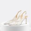Lace Women's High Heels Sexy Party Pumps 2025 New Fashion Pointed Toe Buckle Strap Thin Heel Slingbacks Women's Sandals
