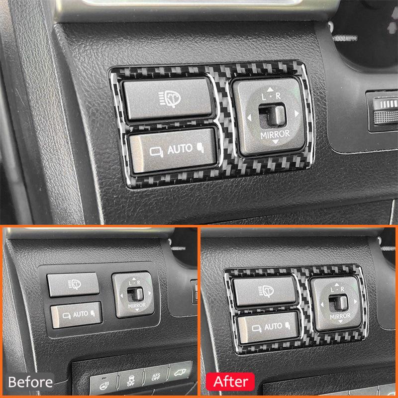 For Lexus LX 2008-2015 Carbon Fiber Auto Rearview Mirror Control Switch Panel Buttons Cover Trim Decoration Interior Sticker
