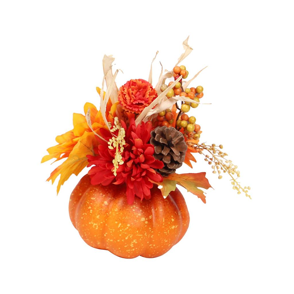 Artificial Pumpkin Flower Floral Arrangement Autumn Photo Props Fake Pumpkins Model for Kitchen Home Bedroom Party Thanksgiving
