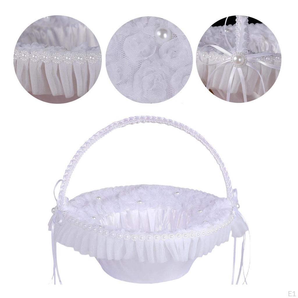 Wedding Flower Girl Basket,Storage,Decor,Lightweight,with Handle Bridesmaid Lace Basket Western