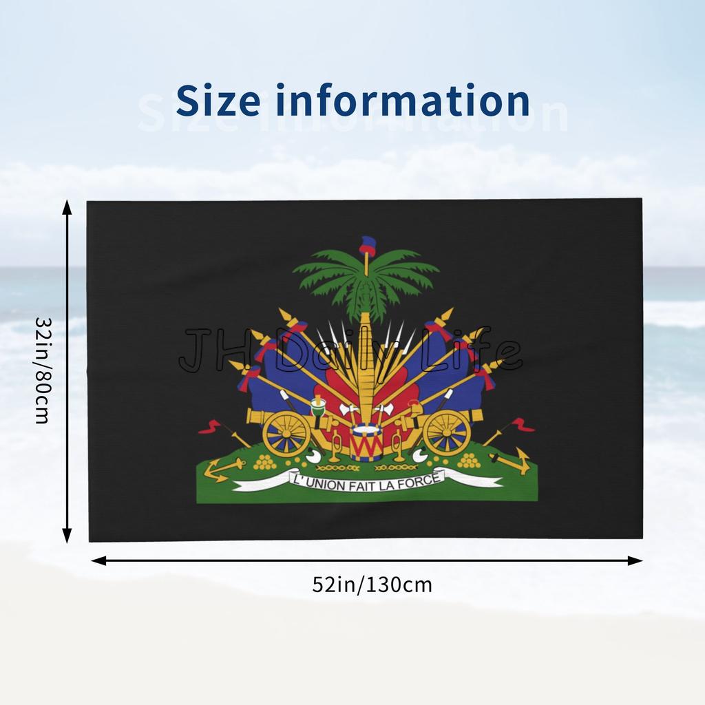 Haitian Flag Print Microfiber Bath Towel Super Absorbent Beach Towel For Travel Swimming Gym Outdoor Sports