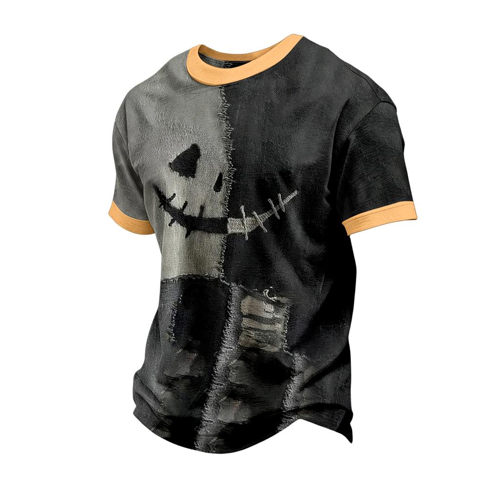 Herren T-Shirt mit kurzen Ärmeln und Halloween-Print Lässiges Mode-Oberteil