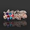 Clip de Primavera de Circonita Blanca Flor de Pedrería Brillante Clip Superior Clip Horizontal Elegante Adorno para el Cabello de Moda para Madres
