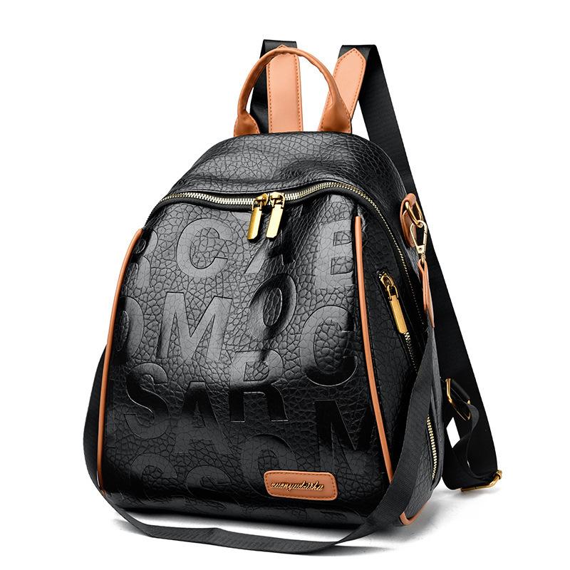 Schoolbag Premium Sense Embossed Letter Backpack Women's 1011 New Fashion Commuter Women's Backpack Versatile Large Capacity Schoolbag