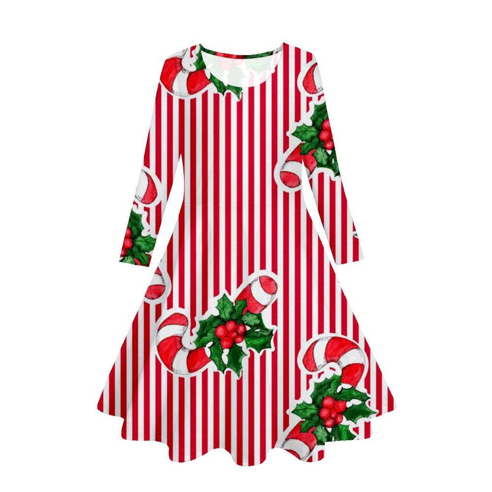 Girls' 3D Pine Star Cane Dress Long Sleeve Summer Spring Vacation Daily Holiday Princess Beautiful Sweet Kids 4-12 Years Casual Dress A Line Dress