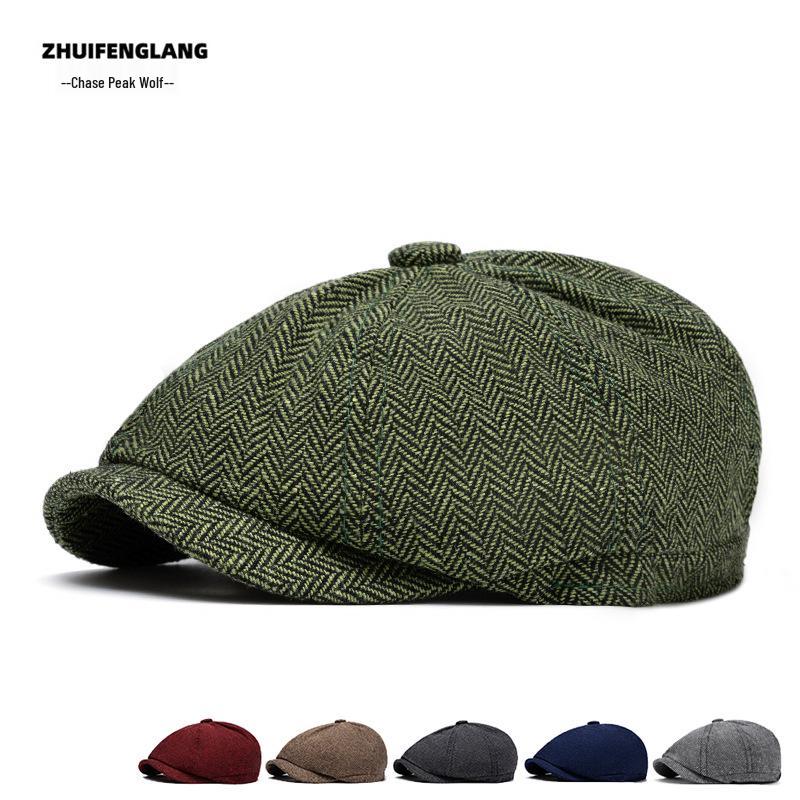 Warme Schnabelmütze für Damen & Herren, einfarbige Schiebermütze, Flache Kappe, Herbst/Winter, Passend für große Köpfe.