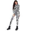 Costume women's new black and white retro abstract pattern digital printing Halloween performance one-piece costume
