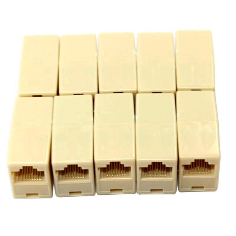 10Pcs Rj45 Female To Female Network Ethernet Lan Cable Joiner Connector