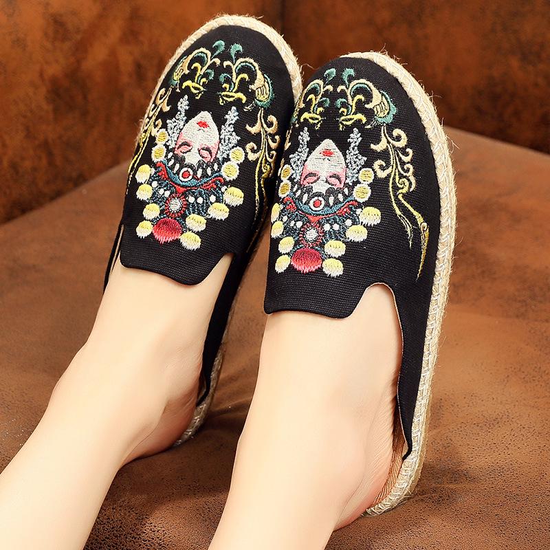 Зручне, стійке до ковзання, стильне, легке дихаюче жіноче взуття Facebook Social People Взуття з етнічної тканини з бавовни та льону з вишивкою