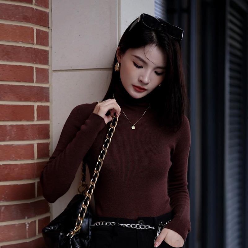 Machine washable seamless all-in-one wool sweater women's 0 pure wool slim-fitting inner and bottomed knitted sweater women's top