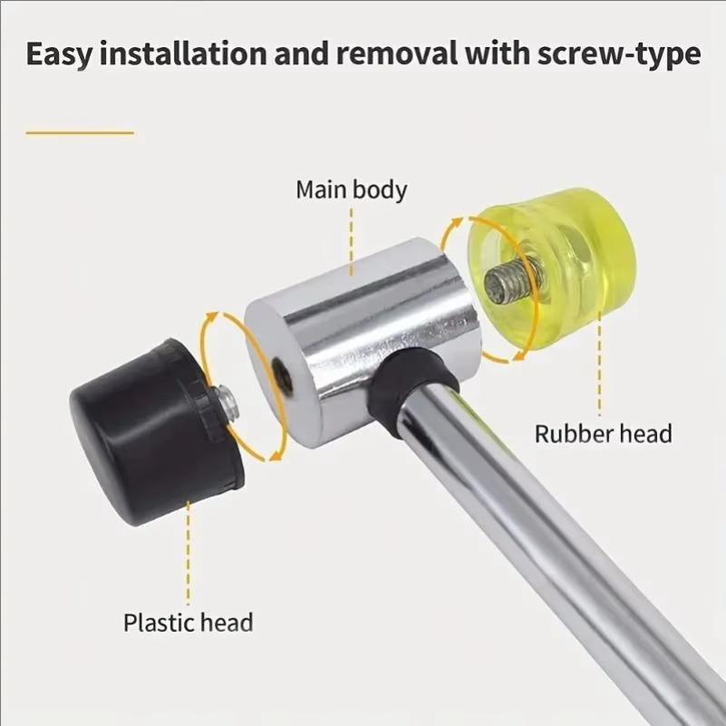 Soft Plastic Double-Sided Rubber Mallet for Jewelry Leather Craft Woodwork & Flooring Installation Guitar Rubber Hammer